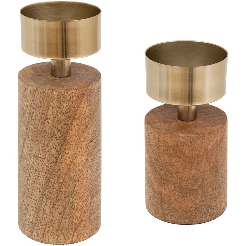 Atmosphera - Lot de 2 chandeliers bougeoirs H22cm marron créateur d'intérieur