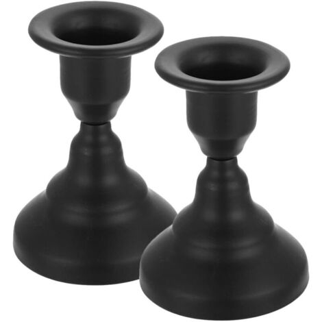 Lot de 2 Bougeoirs en Fer Forgé Noir Petit Format Chandelier de Table Européen Vintage Bougeoir Décoratif pour Noël et Dîners aux Chandelles