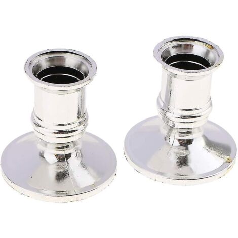 Lot de 2 bougeoirs, supports de bougies, socles de bougies, décoration de mariage - Argent