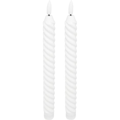 Lot de 2 bougies bâton LED twist Aloe H.22cm blanc - Atmosphera créateur d'intérieur