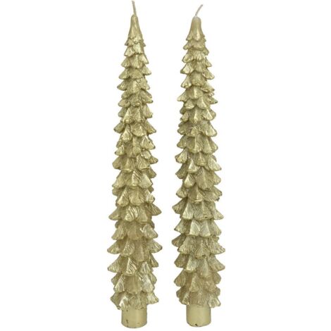 Lot de 2 bougies bâton sapin doré - Atmosphera créateur d'intérieur