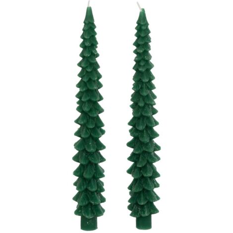 Lot de 2 bougies bâton sapin vert - Atmosphera créateur d'intérieur