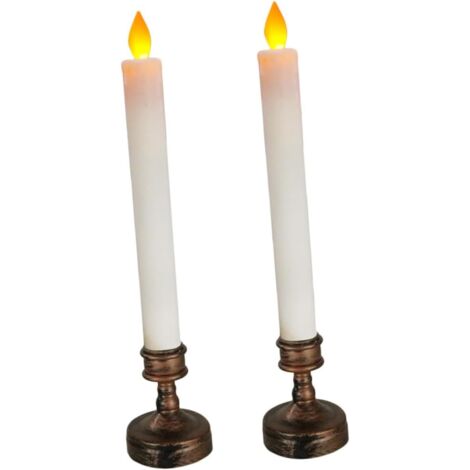 Lot De 2 Bougies Électriques LED Décoratives à Tige Longue Socle - sans