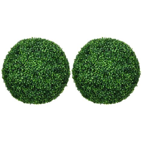Lot de 2 boules de buis artificiel 50cm - Décoration verte pour salon, jardin, bureau. Fausse plante moderne