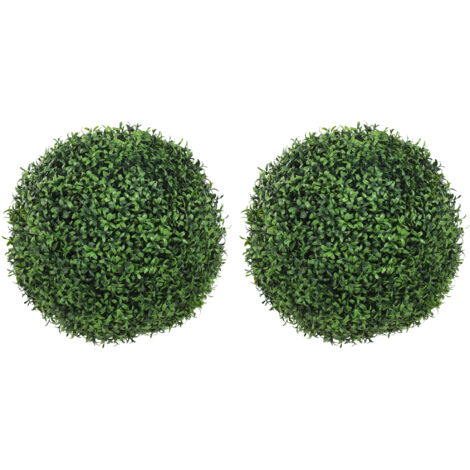 Lot de 2 boules de buis synthétiques en pot, résistantes aux UV, 42 cm, pour décoration intérieure et extérieure