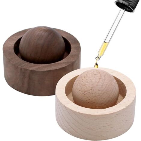 Lot de 2 boules de diffuseur en bois naturel - Diffuseur d'huile essentielle - Boules parfumées en bois - Fabriqué à la main - Aromathérapie - Décoration portable - Pour la maison, le bureau