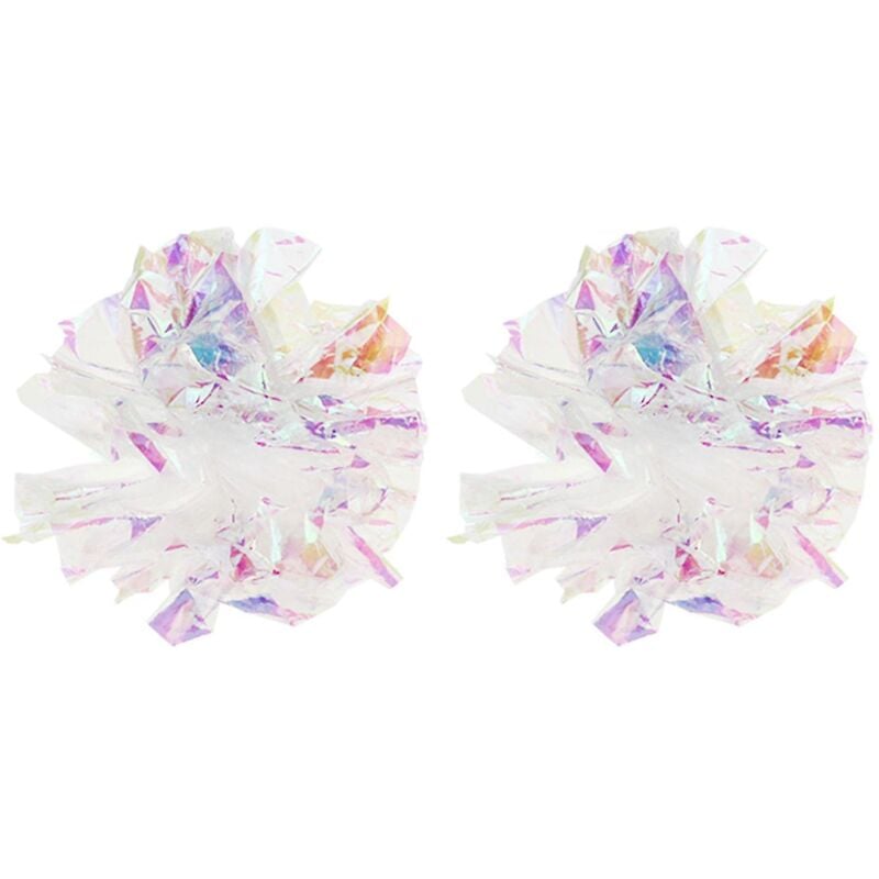 Lot de 2 boules froissées en Mylar pour chat, jouet coloré de 2 pouces, boule brillante sans colorant