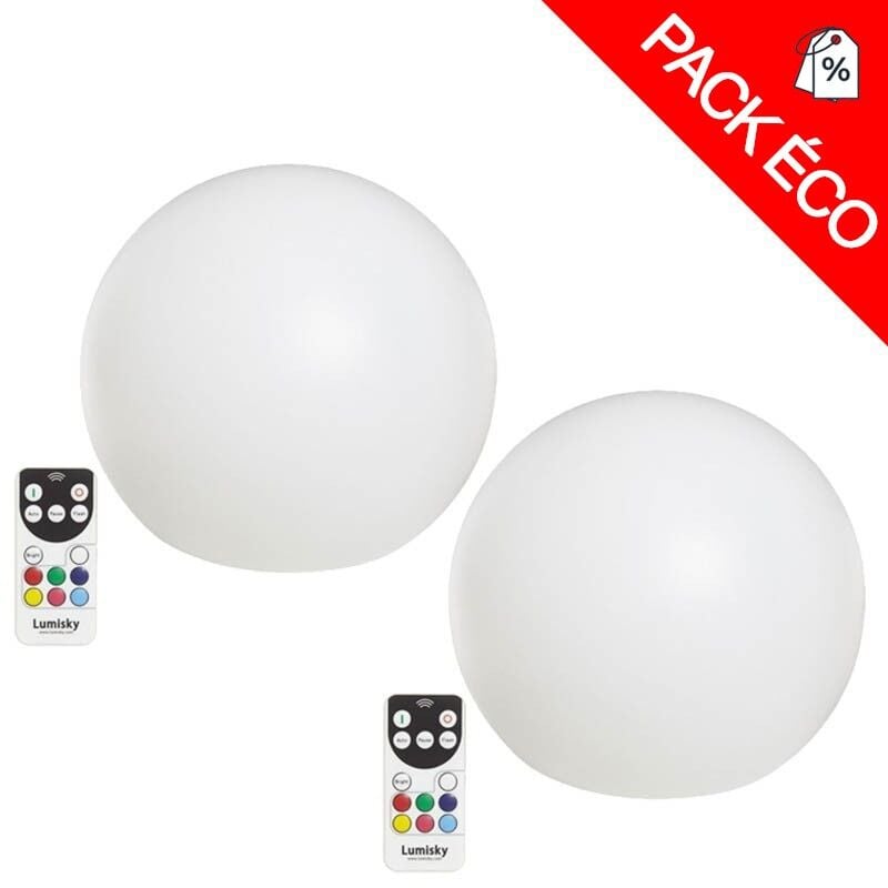 Lot de 2 boules lumineuses Multicolores Rechargeable bobby c Ø40 cm Lumisky