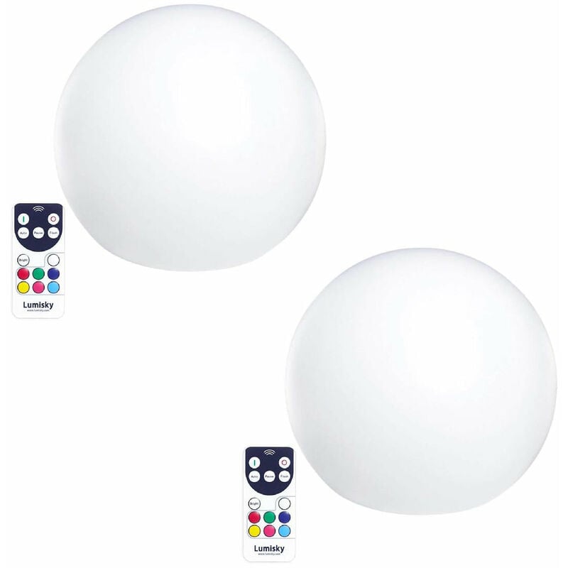 Lumisky - Lot de 2 boules lumineuses sans fil led bobby Blanc Polyéthylène D30CM