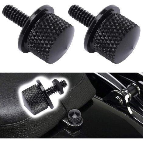 Lot de 2 boulons de selle Harley Davidson, boulons de selle de moto en aluminium chromé noir, filetage 1/4"-20 Jiujiuso--