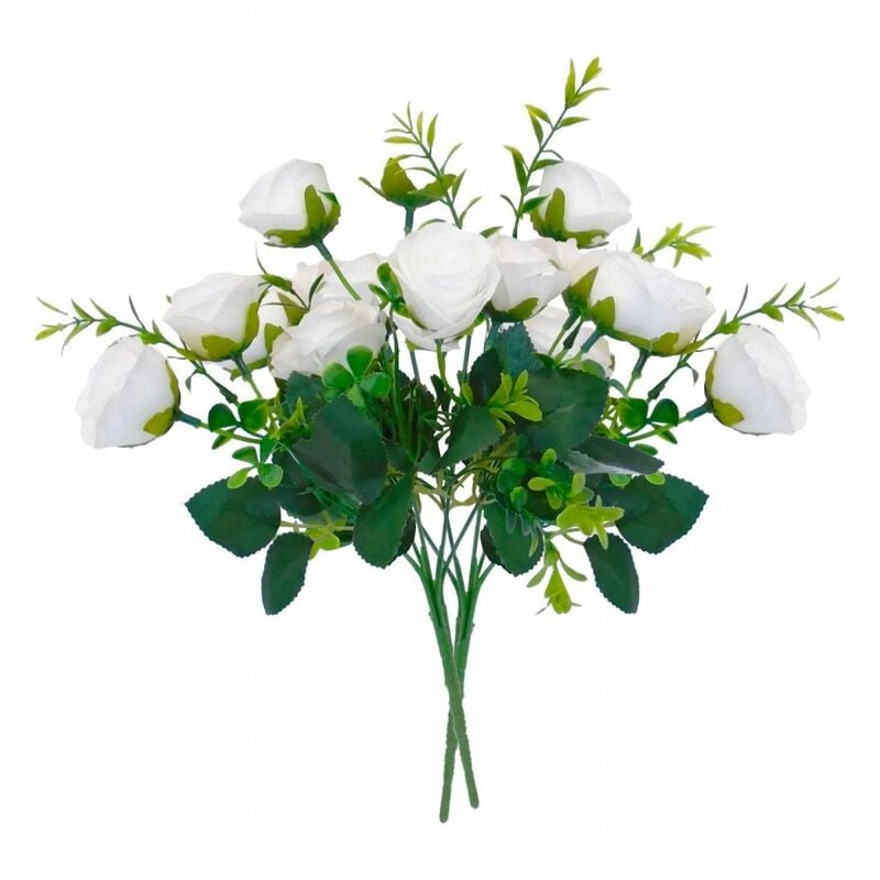 Northix - Lot de 2 bouquets de fleurs en plastique, Roses - Blanc