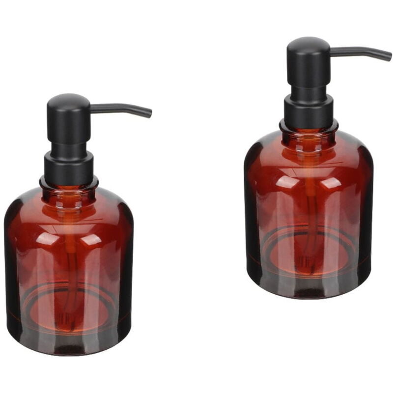 Lot de 2 bouteilles marron pour lotion, shampoing, rince-bouche, pompe de douche, verre ambré, savon, voyage