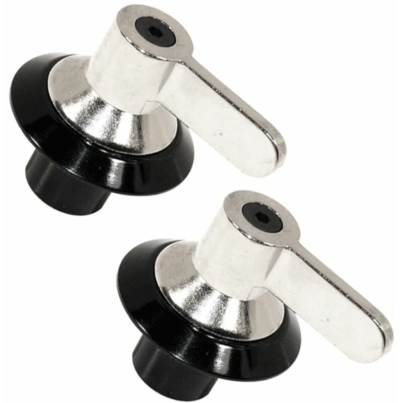 Smeg - Lot de 2 boutons de commande noir/inox d'origine (694975086) Four, cuisinière