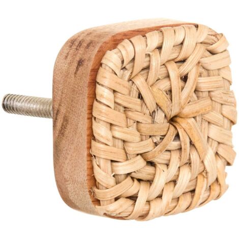 Lot de 2 boutons de meuble Sylla en manguier et rotin beige - Atmosphera créateur d'intérieur