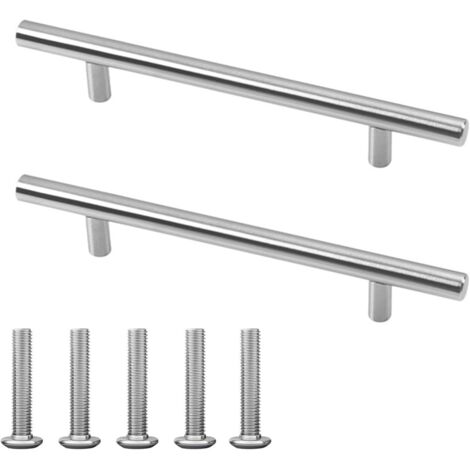Lot De 2 Boutons De Porte en Acier Inoxydable Poignee De Meuble Cuisine Argent Acier Inoxydable Boutons De Porte Tirer La Poignée De Meubles Pour Tiroirs Et Portes De Cuisine Trou À Trou Centre Distan