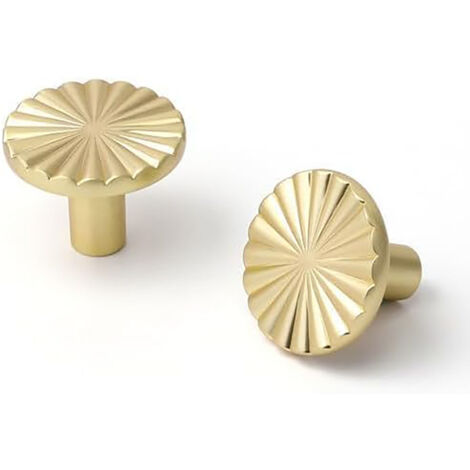 Lot de 2 Boutons de Porte en Or Brossé pour Commode Cuisine Armoire - Poignées Simples de Tiroir en Alliage de Zinc