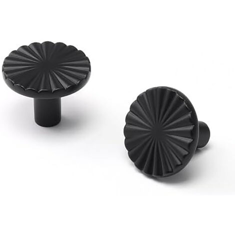 Lot de 2 Boutons de Porte et Poignées de Tiroir Noirs Plats pour Cuisine Salle de Bain Armoire Commode - en Alliage de Zinc