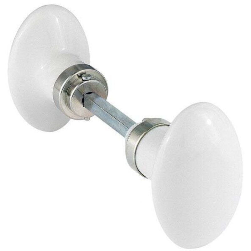 CENTRALE BRICO Lot de 2 boutons de porte Uni porcelaine de limoges nickelé mat