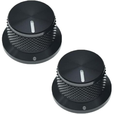 Lot de 2 boutons de potentiomètre rotatifs moletés en aluminium pour réglage du volume (Noir)