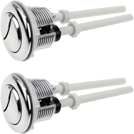 Lot de 2 boutons poussoirs pour chasse d'eau double, 38 mm, chromés, standard, plaqués argent
