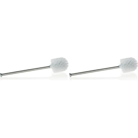 Lot de 2 Brosse WC Acier Inoxydable Tête Remplaçable Plastique Blanc Salle De Bain