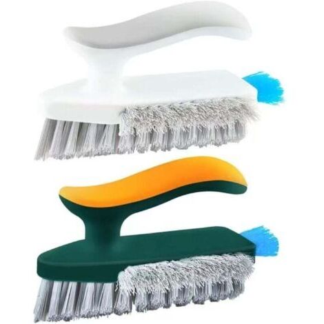 Lot de 2 brosses à récurer à prise confortable. poils rigides et flexibles. très résistantes. pour salle de bain. douche. lavabo. moquette et sol