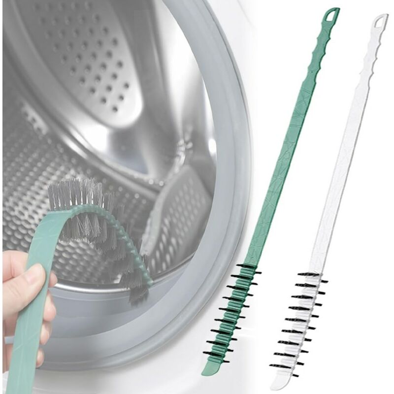 Lot de 2 brosses d'aération pour sèche-linge - 60 cm - Brosse anti-peluches longue et flexible pour réfrigérateur - Vert + blanc - white&green