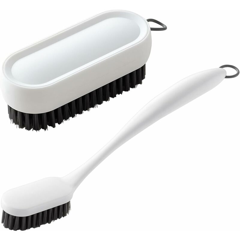 Sunxury - Lot de 2 brosses de nettoyage à poils doux pour vêtements, sous-vêtements, brosse à récurer à long manche pour nettoyage domestique (blanc)