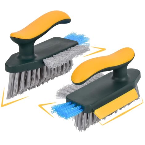 Lot de 2 brosses de nettoyage de joints 4 en 1 avec prise en main confortable et raclette douce, brosses de nettoyage en forme de V pour rail de fenêtre, espaces de carrelage, coin d'évier