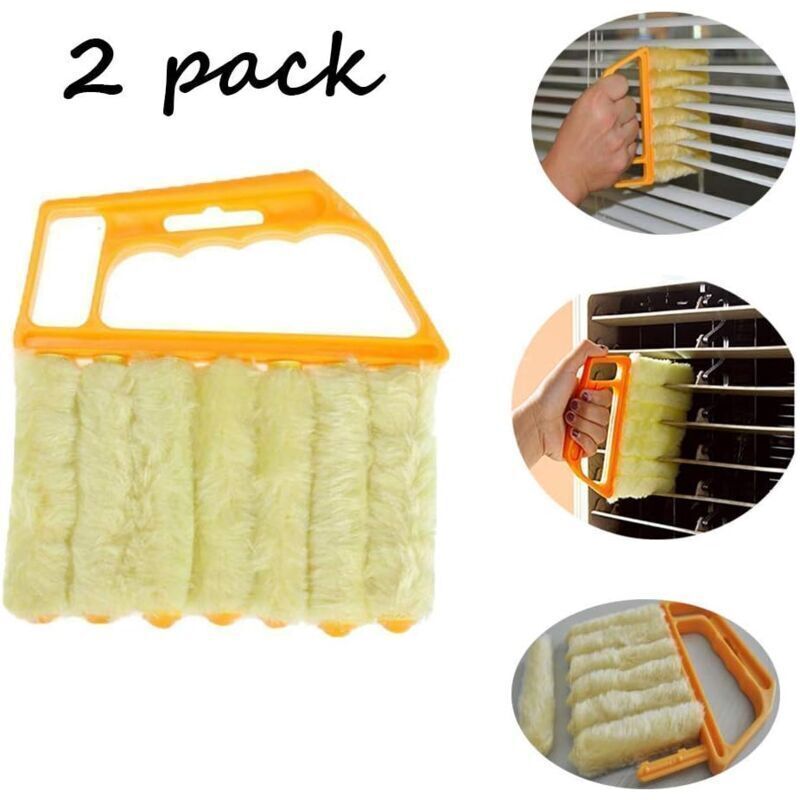 Lot de 2 brosses de nettoyage, nettoyeur de stores, volets, fenêtre, brosse pour stores, nettoyeur de poussière, équipement de nettoyage de la maison