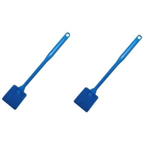 Lot de 2 brosses de nettoyage pour aquarium à long manche, sans zones inaccessibles - Brosse de nettoyage double face bleue