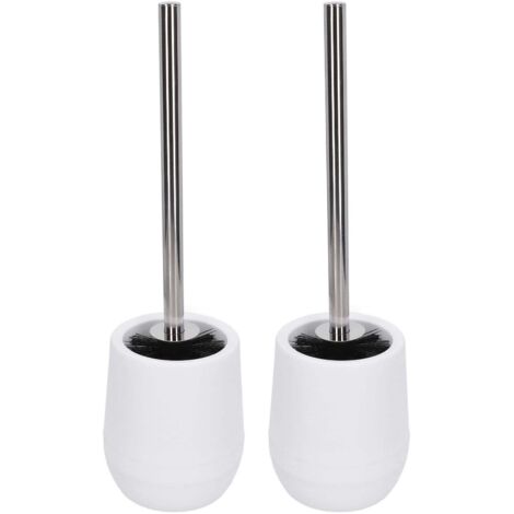 Lot de 2 brosses de nettoyage pour cuvette de toilettes, filetage verrouillable, pratiques, efficaces, sûres, fiables et durables, blanches (2 pièces/boîte intérieure)