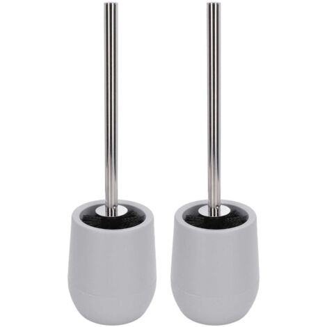 Lot de 2 brosses de nettoyage pour cuvette de toilettes, filetage verrouillable, pratiques, efficaces, sûres, fiables et durables, grises (2 pièces/boîte intérieure)