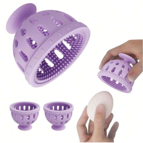Lot de 2 brosses de nettoyage pour œufs en silicone, lave-œufs, brosse de nettoyage pour œufs frais de la ferme, outil pratique pour laver les légumes et les fruits – Violet