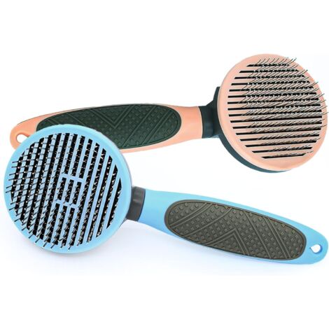 Lot de 2 brosses en un clic pour enlever les nœuds, les poils lâches et le sous-poil - Pour animaux de compagnie à poils courts et moyens et longs