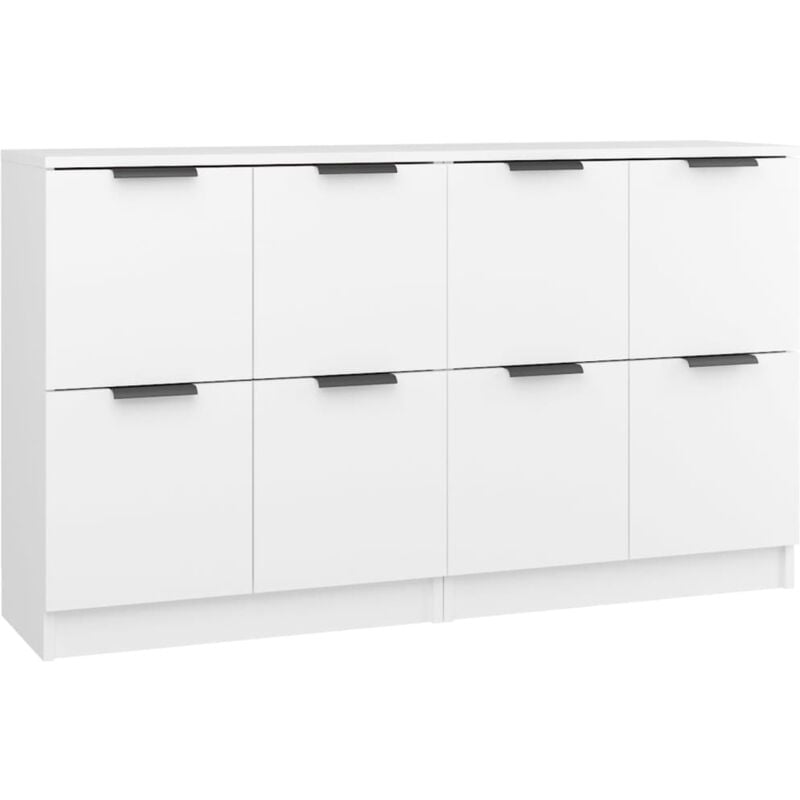 Lot de 2 Buffets Bahut - Armoires de rangement Blanc 60x30x70 cm Bois d'ingénierie BV128233 Bonnevie