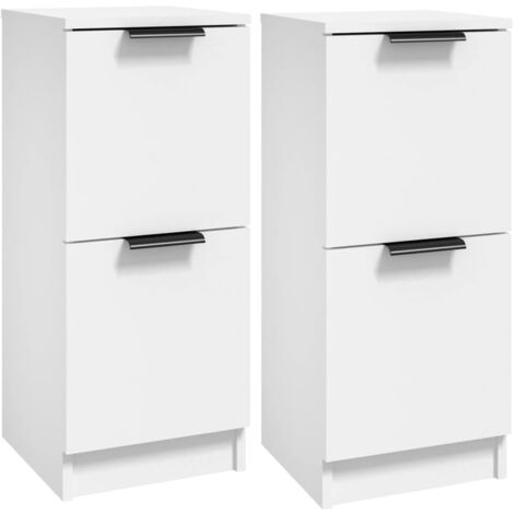 Lot de 2 Buffets, Commode Armoire Luxueux, pour Salon Chambre Entrée Cuisine, Blanc 30x30x70 cm Bois d'ingénierie OIB8989E