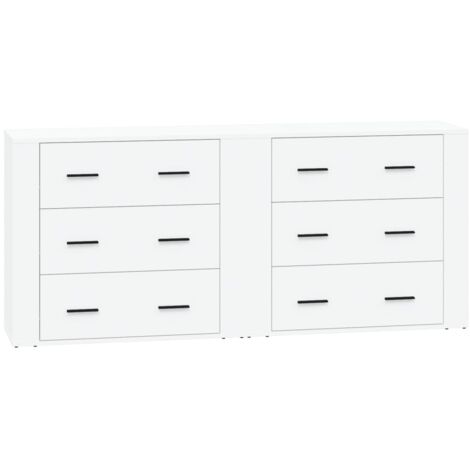 Lot de 2 Buffets, Commode Armoire Luxueux, pour Salon Chambre Entrée Cuisine, blanc bois d'ingénierie OIB5205E
