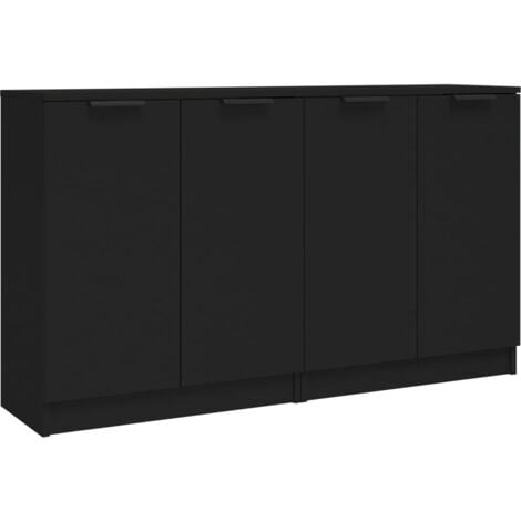 BONNEVIE Lot de 2 Buffets, Commode Armoire Luxueux, pour Salon Chambre Entrée Cuisine, Noir 60x30x70 cm Bois d'ingénierie OIB7372E