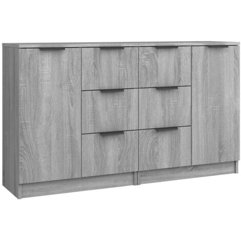 Lot de 2 Buffets, Commode Armoire Luxueux, pour Salon Chambre Entrée Cuisine, Sonoma gris 60x30x70 cm Bois d'ingénierie OIB7917E