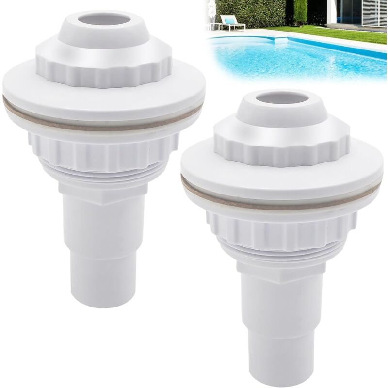 Lntyq - Lot de 2 buses d'entrée de piscine, raccord de tuyau 32 mm/38 mm, accessoires de nettoyage de piscine, buse de retour avec tête pivotante,