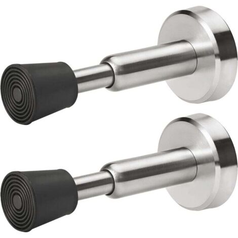 Lot de 2 Butées de Porte à Ressort, Butoir de Porte, Bloqueur de Porte Murales Hydrauliques en Acier Inoxydable avec Pointe en Caoutchou