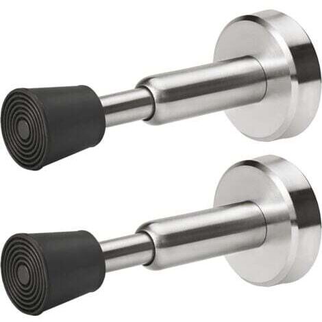 Lot de 2 Butées de Porte à Ressort, Butoir de Porte, Bloqueur de Porte Murales Hydrauliques en Acier Inoxydable avec Pointe en Caoutchou