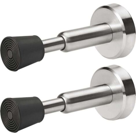 Lot de 2 Butées de Porte à Ressort, Butoir de Porte, Bloqueur de Porte Murales Hydrauliques en Acier Inoxydable avec Pointe en Caoutchou