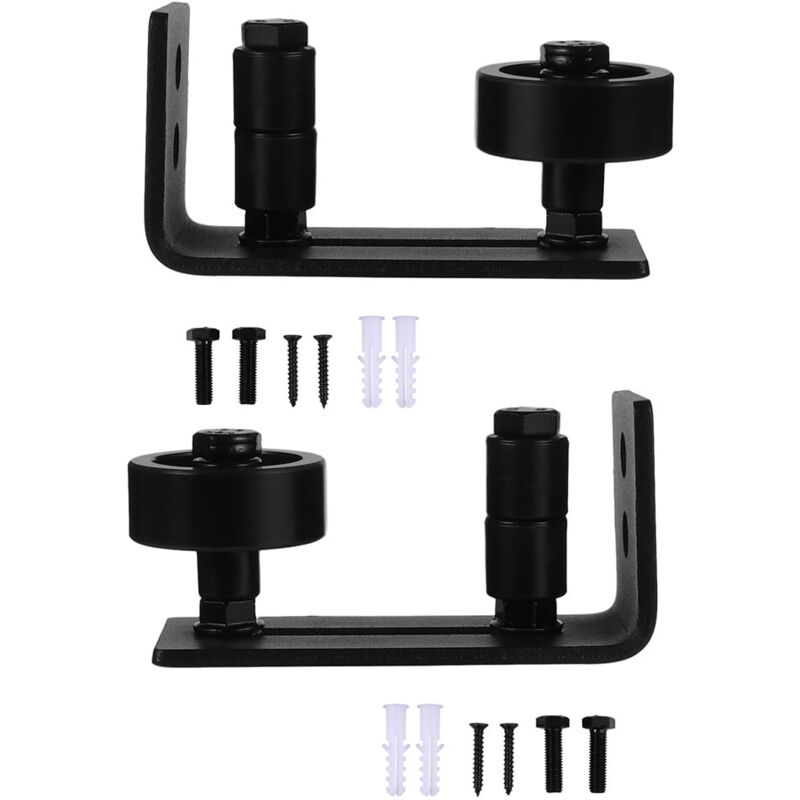 Lot de 2 butées de porte de grange pour portes coulissantes, kit de quincaillerie pour portes de grange, guide au sol pour portes de grange,