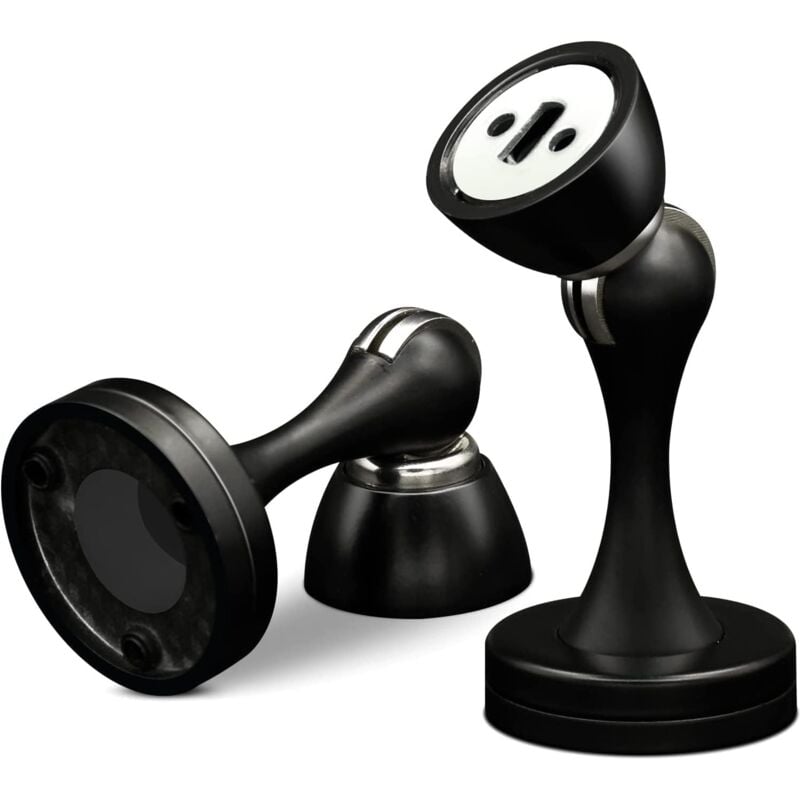 Csparkv - Lot de 2 butées de porte magnétiques en acier inoxydable - Noir - Résistantes - Pour plinthes, garder la porte ouverte