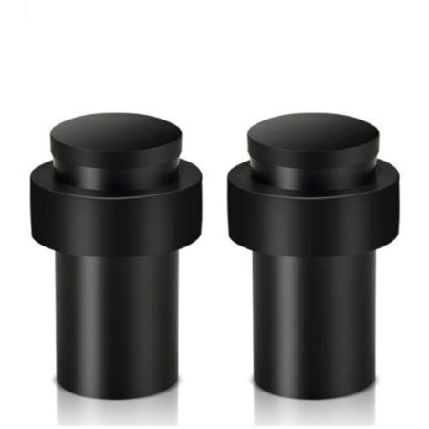 Lot de 2 butées de porte robustes en acier inoxydable pour plinthes. butées de porte modernes en caoutchouc noir avec amortisseur sonore