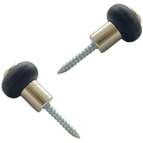 Lot de 2 butoirs acier nickelé bague en élastomère (caoutchouc) noir avec vis. Diamètre 30mm hauteur 37mm. MADE IN FRANCE