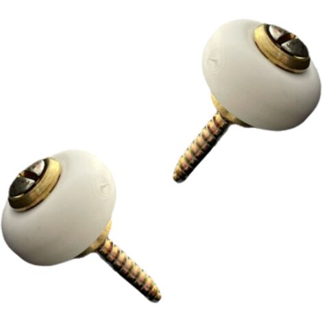 Lot de 2 butoirs en zamak laitonné avec vis. Diamètre 30mm hauteur 22mm. Bague blanche en élastomère. MADE IN FRANCE