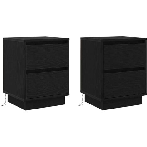 Lot de 2 Cabinet de chevet，Table de chevet，Table de nuit avec tiroir avec Noir 39 x 34.5 x 50 cm CFW607776